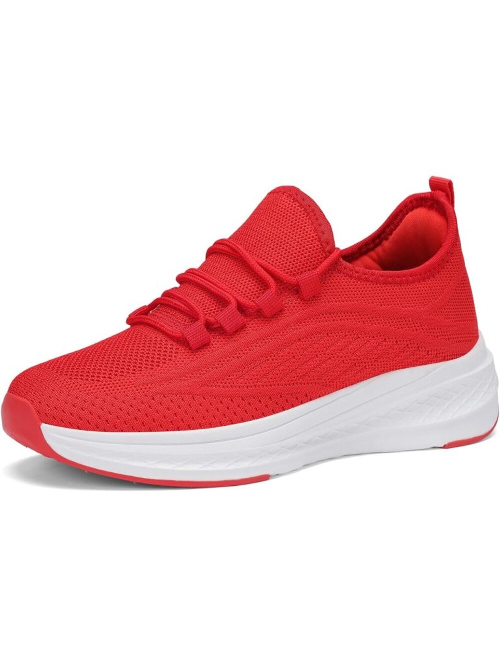 Women's Red White Breathable Lightweight Walking Non Slip Fashion Casual Sneaker